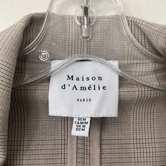 Maison d'Amélie PARIS Plaid Revolve Open Front Blazer M - Picture 8 of 8